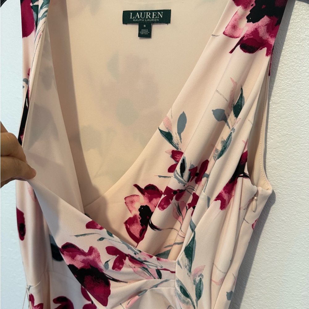 Ralph Lauren Cream and Red Floral Midi Dress - Picture 7 of 12